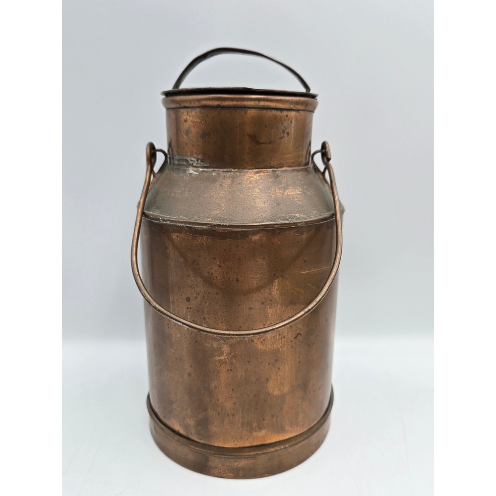 Antique 19thC Copper Milk Can Cream Churn 10" Hand Hammered CD Stamp